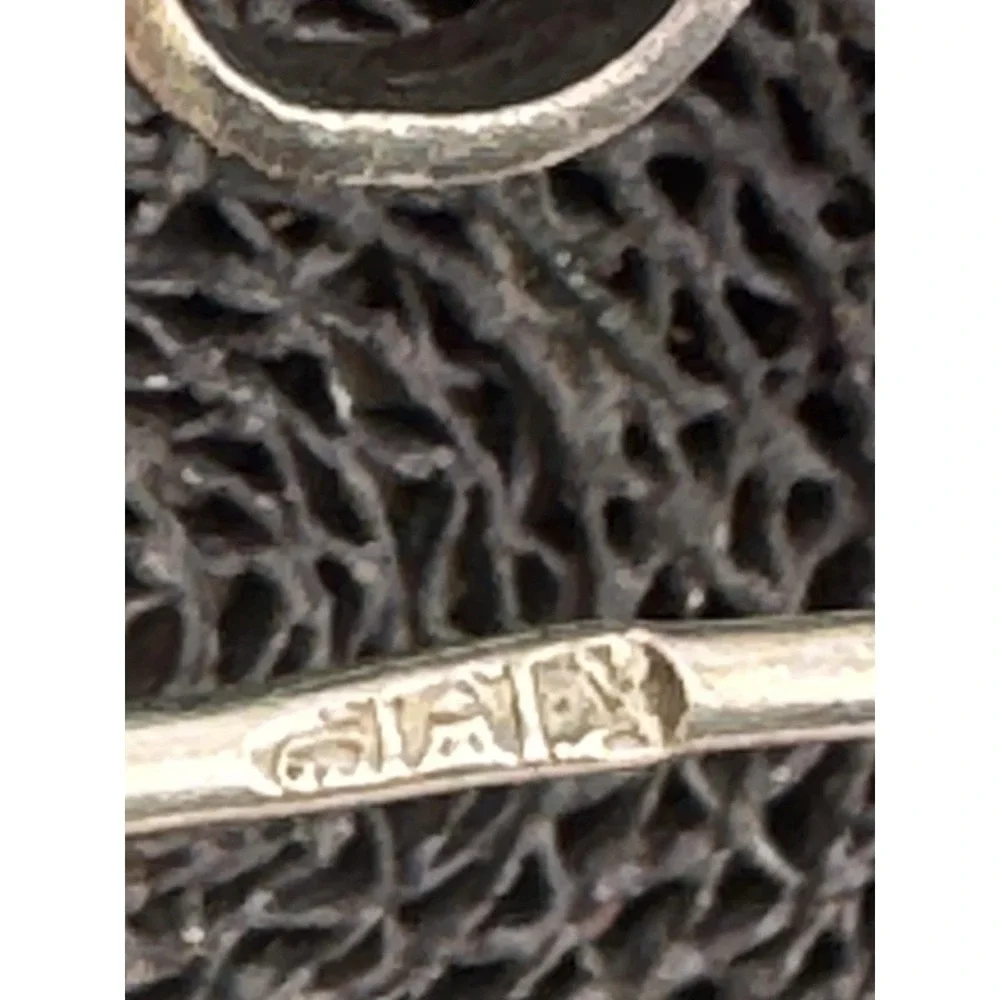 Vintage Egyptian Silver Filigree Carnelian Brooch Pendant Handmade Lotus Jewelry